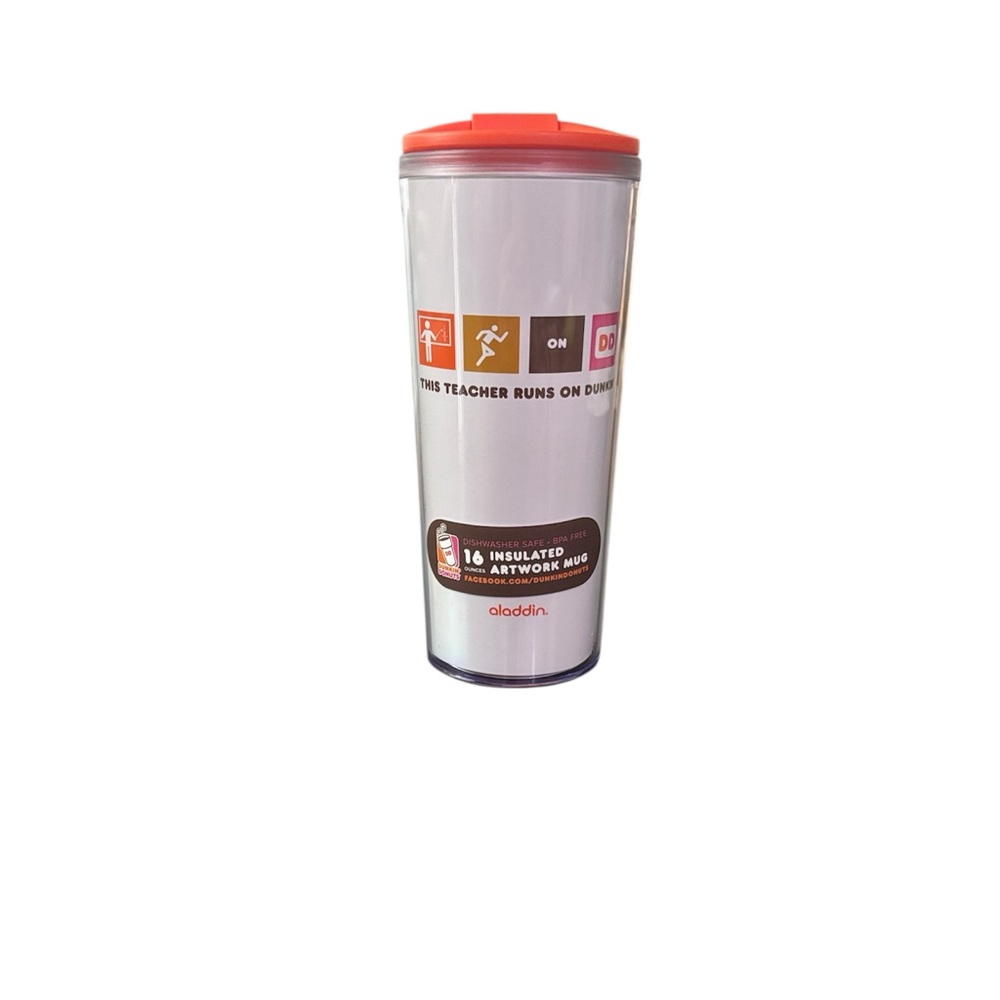 Dunkin’ Donuts “This Teacher Runs On Dunkin” 16oz Insulated Artwork Travel Mug